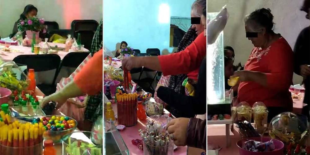 VIDEO. ¿Dulce o salado? Señora no discrimina y arrasa con mesa de dulces en XV años